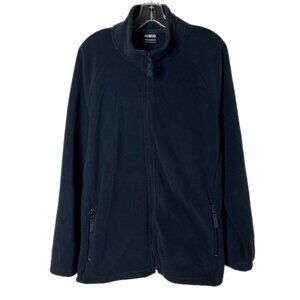 Vision Sports Men's Fleece Jacket Sz L Black Full Zip Up Mock Neck Long Sleeve